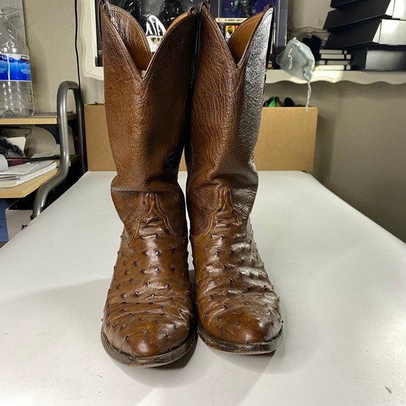 Falconhead Ostrich Exotic Western Cowboy Boots Full Quill Men\'s 8D main image 7